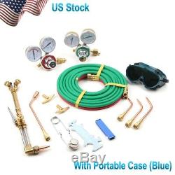 Portable Gas Welding & Cutting Kit Acetylene Oxygen Torch Set Regulator 3 Nozzle