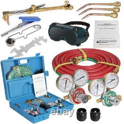 Portable Gas Welding Cutting Torch Kit withHose Oxy Acetylene Brazing Goggles Case