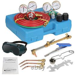 Portable Gas Welding Cutting Torch Kit withHose Oxy Acetylene Brazing Goggles Case