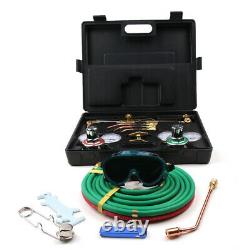 Portable Gas Welding Cutting Welder Kit Oxy Acetylene Oxygen Torch With Hose+Case