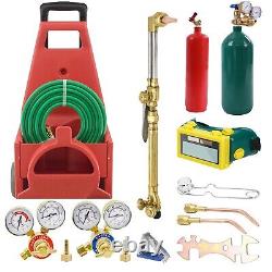 Portable HVAC Oxygen Acetylene Welding Cutting Torch Kit Regulator Set Gas Tank