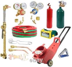 Portable HVAC Oxygen Acetylene Welding Cutting Torch Kit Regulator Set Gas Tank