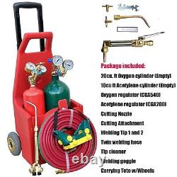 Portable HVAC Oxygen Acetylene Welding Cutting Torch Kit Regulator Set Gas Tank