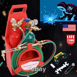 Portable Long Pipe Welding & Cutting Torch Kit Oxygen Acetylene Regulator Tote