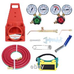 Portable Oxyacetylene Welding Cutting Torch Kit withWheels Gas Regulators 15' Hose