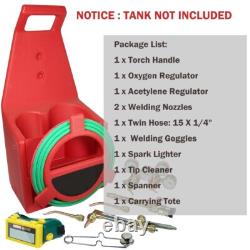 Portable Oxygen Acetylene Welding Cutting Torch Kit withCarrying Tote 15' Hose