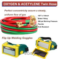 Portable Oxygen Acetylene Welding Cutting Torch Kit withCarrying Tote 15' Hose
