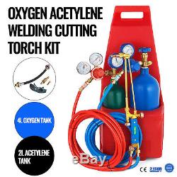 Portable Twin Tote Style Oxygen Acetylene Tank Welding Cutting Torch Starter Set