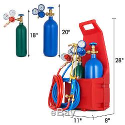 Portable Twin Tote Style Oxygen Acetylene Tank Welding Cutting Torch Starter Set