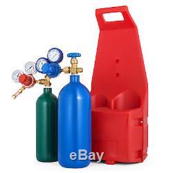 Portable Twin Tote Style Oxygen Acetylene Tank Welding Cutting Torch Starter Set