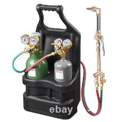 Portable Weld Torch Tank Kit Twin Tote Oxygen Acetylene Oxy Cutting Brazing CST