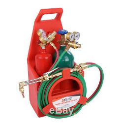 Portable Weld Torch Tank Kit Twin Tote Oxygen Acetylene Oxy Cutting Brazing DOT