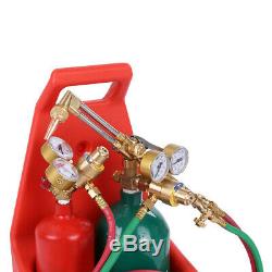 Portable Weld Torch Tank Kit Twin Tote Oxygen Acetylene Oxy Cutting Brazing DOT