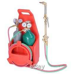 Portable Welding Brazing Cutting Outfit Torch Tool Kit with Acetylene Oxygen Tanks