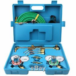 Portable Welding & Cutting Kit Acetylene Oxygen Torch Set Regulator with 3 Nozzles