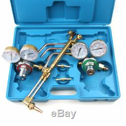 Portable Welding & Cutting Kit Acetylene Oxygen Torch Set Regulator with 3 Nozzles