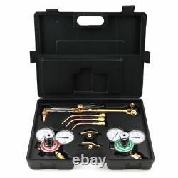 Portable Welding & Cutting Kit Oxy Acetylene Oxygen Torch with Hose + Case Kit