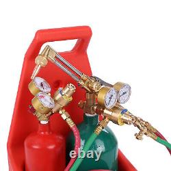 Portable Welding Oxygen Acetylene Cutting Torch Kit with Carrying Tote and Tank
