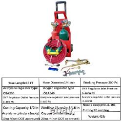 Portable brazing torch kit with Gauge Oxygen Acetylene Welding Cutting Torch Kit