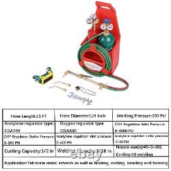 Pro Oxygen Acetylene Gas Cutting Torch Regulator Welding Kit WithCarrying Tote