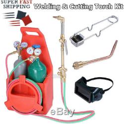 Pro Welding Brazing Cutting Outfit Torch Tool Kit with Acetylene Oxygen Tanks