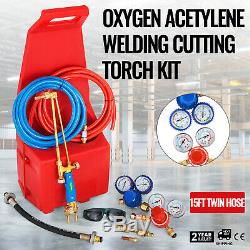 Professional Oxygen Acetylene Oxy Welding Cutting Torch Kit withRed Tote