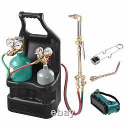 Professional Portable Welding Cutting Torch Tool Kit with Acetylene Oxygen Tanks