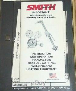 SMITH LIFETIME Torch Set WH200 Welding Handle DG209 Cutting Attachment & Tips