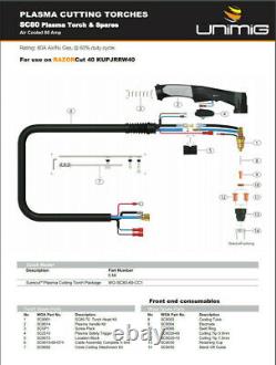 Sc80 Plasma Torch Starter Kit Razor Cut 45 Unimig Welding Gun Spares Tips Umsk45