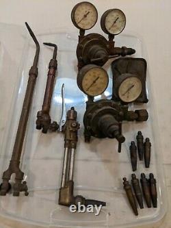 Used Victor, Meco Acetylene Welding Cutting Torchs, Hoses, Gauges, Valves, Tips