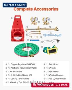 VEVOR Oxygen Acetylene Torch Kit, Gas Welding Cutting Torch Kit, 14PCS Portable