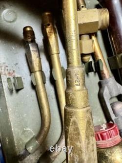 Vintage Oxy Acetylene Welding Torch Tip Set Brass Tips w Green Metal Case