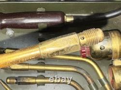 Vintage Oxy Acetylene Welding Torch Tip Set Brass Tips w Green Metal Case