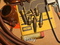 Vintage Victor Super-Range Welding And Cutting Outfit Torch Nozzles Regulators