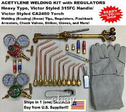 WELDING/BRAZING KIT w REGULATORS Acetylene/Oxy Victor Type 315FC/2460CA -NEW
