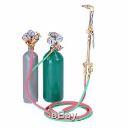Welding Brazing Cutting Outfit Torch Tool with Refillable Acetylene Oxygen Tanks